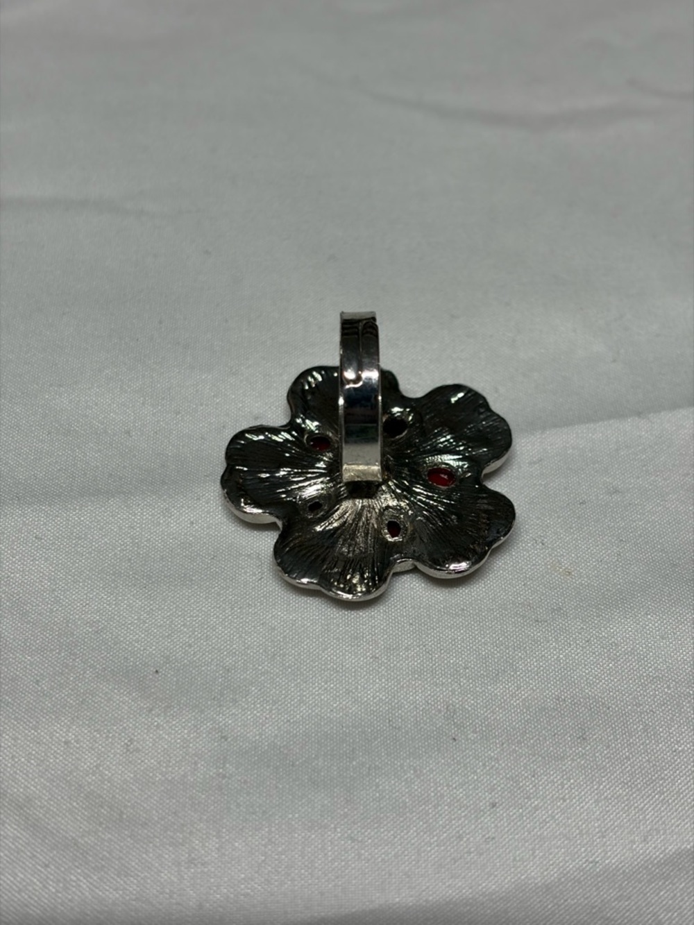 Pink Floral Statement Ring Rhinestone Adjustable - Picture 3 of 4